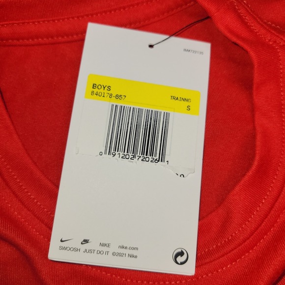 Nike The Tee Shirt Size Small Boys Kids Youth S Red Dri-Fit Logo Short Sleeve - Picture 6 of 9